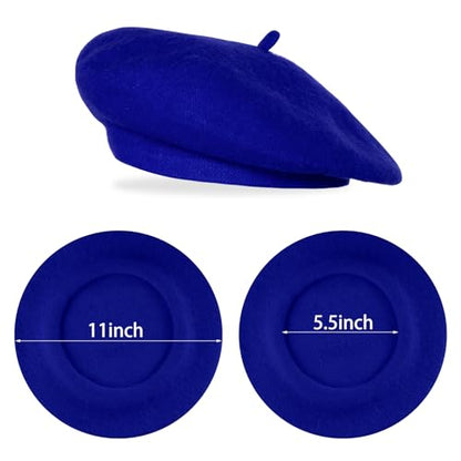 Classic Beret Hats for Women French Beret Hats Costume Accessories Painter Artist Cap with Scarf - color: Blue