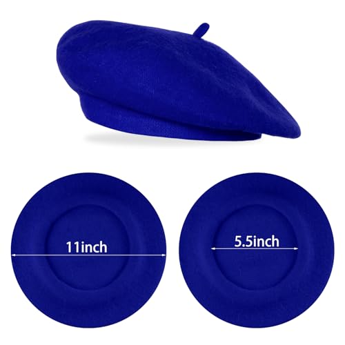 Classic Beret Hats for Women French Beret Hats Costume Accessories Painter Artist Cap with Scarf - color: Blue