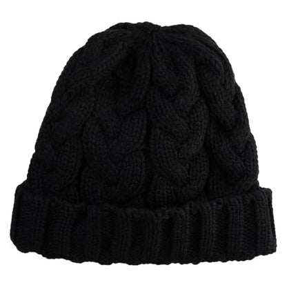 e4Hats.com Chunky Cable Knit Cuff Long Beanie - color: Black