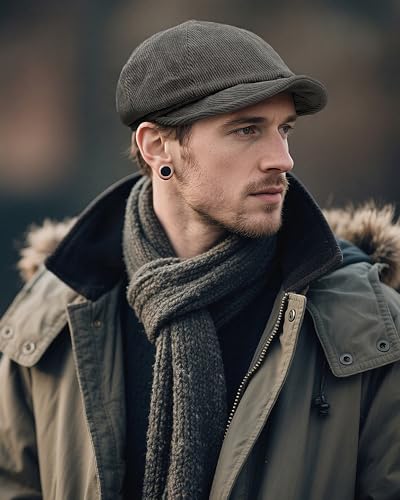 Croogo Baker Boy Newsboy Cap Beret Hats Adjustable Cabbie Apple Hat for Men - color: Nb25q11-grey
