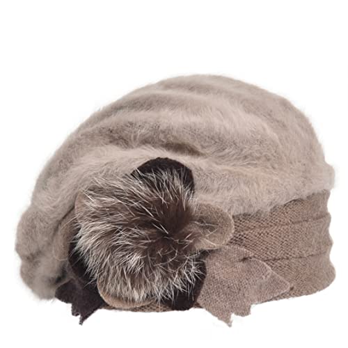 VECRY Women's 100% Wool Bucket Hat Felt Cloche Beret Dress Winter Beanie Hats - color: Angola Khaki