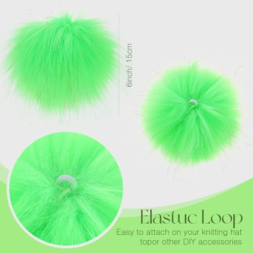 Tatuo 16 Pcs Faux Fur Pom Poms for Hats, Green - color: Green