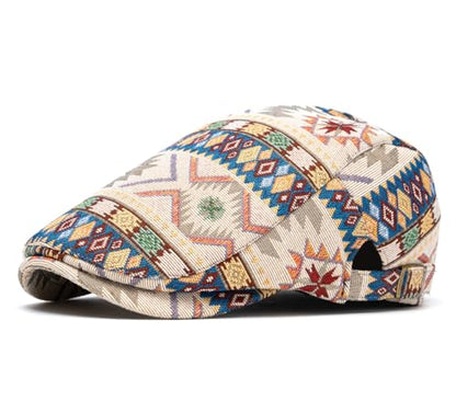 Cotton Newsboy Cap,Breathable Ivy Gatsby Cabbie Beret Hat for Men's Women Driving Hunting Golf - color: Ethnic Beige