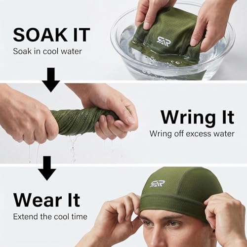 LONGLONG 2-Pack Breathable Skull Caps Helmet Liner for Motorcycle Hard Hat - color: Black+army Green