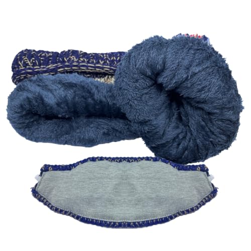 Ypser Women's Winter Warm Knitted Crochet Hat Fleece Lined Cable Faux Fur Pom Pom Beanie Hat Skull Cap - color: Navy Blue 3 Pcs Set (Hat & Scarf & Face Mask)