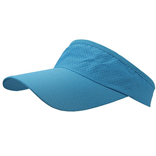 Mens Summer Quick-Dry Run Long Brim Empty Top Baseball Tennis Sun Hat Cap Visor - color: Lake Blue