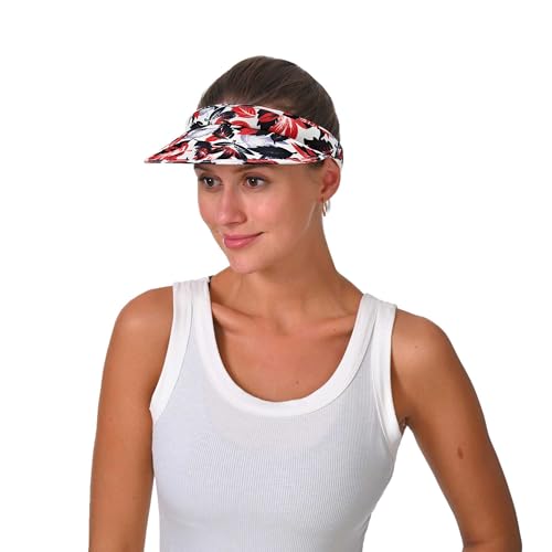 Cotton Visor Hat Women Men Clip-on Visors Hats Adjustable Outdoor Sports Golf Beach Wide Brim Sun Cap - color: Leafb-red
