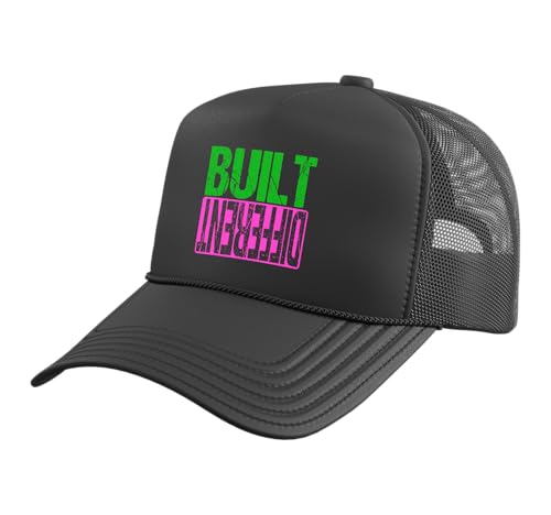 Green and Pink Different Pink and Green Trucker Hat with Adjustable Mesh Back - color: Black