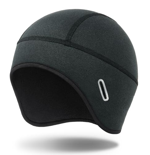 MELASA Winter Helmet Liner Skull Cap with Glasses Slots - color: Black