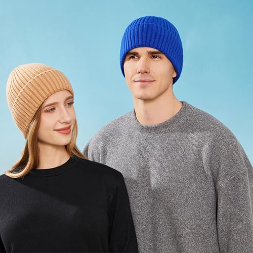 Beanie Warm Cap Knitted Thick Hat Double Layer Skull Ski Cap Winter Soft Elastic Windproof Unisex Men Women - color: Khaki