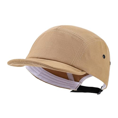 5 Panel Baseball Cap Soft Short Brim Hats for Men Cotton Trucker Hat Low Profile Dad Hats Cadet Caps Snapback Hats - color: Mg-pdym2585-khaki