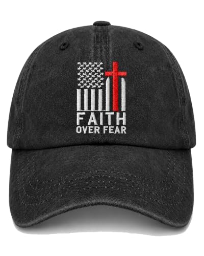Man of God Husband Dad Embroidered Hat Camping Caps for Women - color: Faiths Over Fear 32