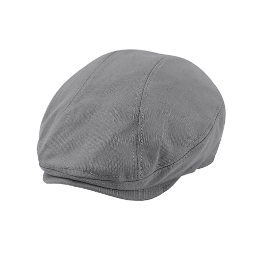 POUDAY Men's Cotton Newsboy Cap Flat Cap Newsboy Hat for Men Cabbie Hat Breathable Soft Summer Hat for Driving Hunting Golf - color: Grey, size: X-Large