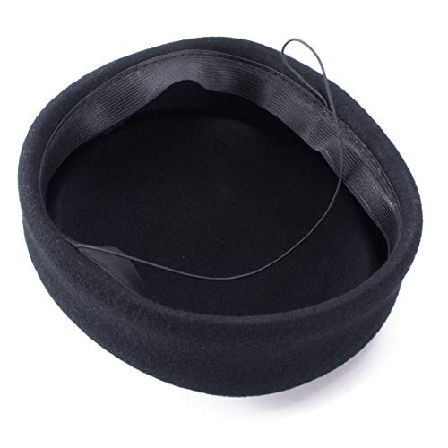 Lawliet Womens 100% Wool Felt Fascinator Hostess Pillbox Millinery Hat Base B028 - color: Black