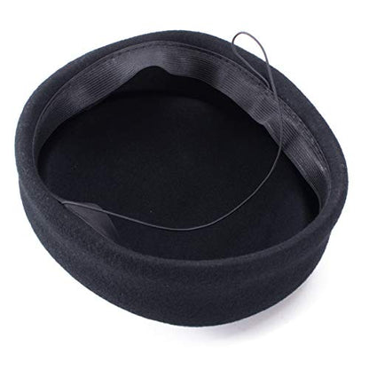 Lawliet Womens 100% Wool Felt Fascinator Hostess Pillbox Millinery Hat Base B028 - color: Black