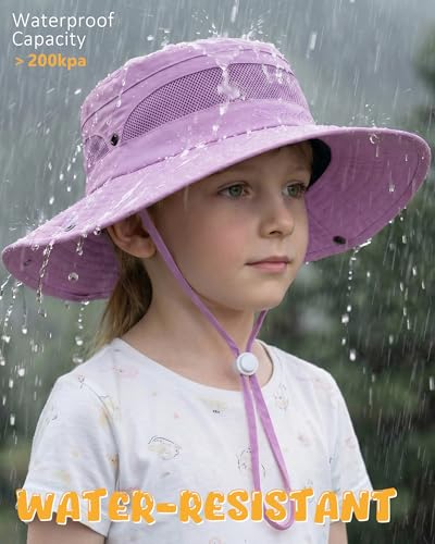 HONGTEYA Kids Sun Hat UPF 50+ Toddler Bucket Summer Hat Fishing Outdoor - color: Light Purple, size: 5-13 Years
