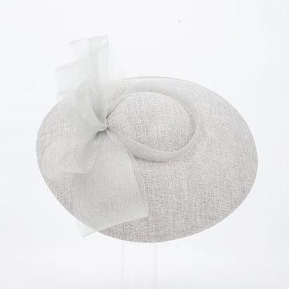 Elegant Wide Brim Fascinator Hat for Women, Detachable Headband & Clip - color: Gray