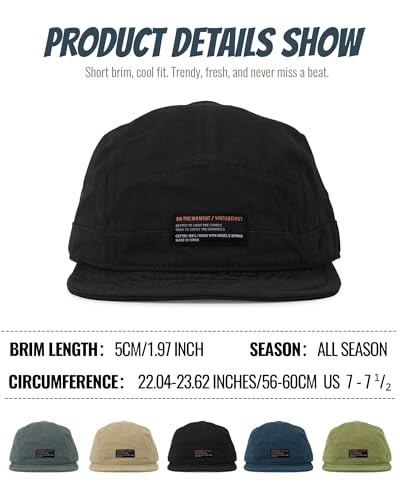 Croogo Short Brim Baseball Cap 5 Panel Flat Brim Hat for Men Street Style - color: Dy09-black