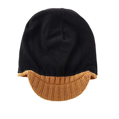 Home Prefer Men's Winter Hat Thick Knit Beanie Cap with Visor Newsboy Beanie Hat - color: Camel