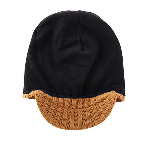 Home Prefer Men's Winter Hat Thick Knit Beanie Cap with Visor Newsboy Beanie Hat - color: Camel