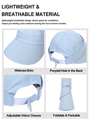 Sun Hats for Women Wide Brim Visor UV Protection Beach Summer Packable Cap - color: Blue