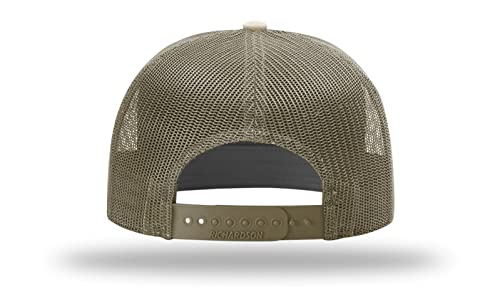 Richardson 168 168P Hat 7-Panel Trucker Cap Hi-Pro Snapback Cap Camo Hat Adjustable Baseball Hat Blank Hat Bulk Hats - color: Pale Khaki/Loden
