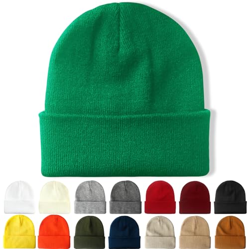 NPQQUAN Beanie for Women Winter Hats for Mens Beanie Cuffed Knit Beanies - color: Grassgreen