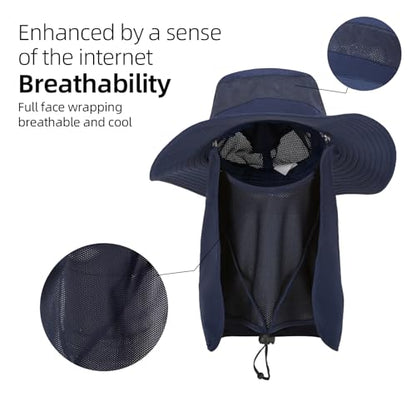 Fishing Hat, UPF 50+ Sun Cap with Detachable Mask - color: Royal Blue