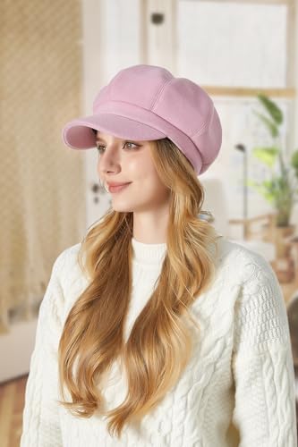 Sumolux Women Beret Newsboy Hat French Cap Classic Winter - color: Pink