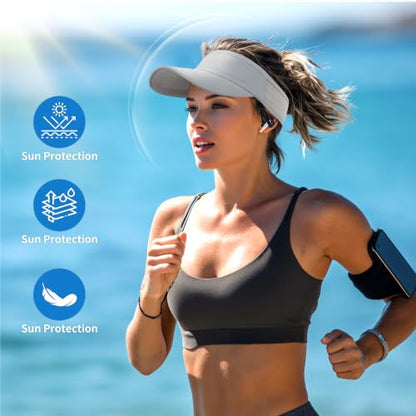 HH HOFNEN Sports Sun Visor Unisex Cooling Cap Lightweight Stretchy Packable - color: #2 Black+lightgray