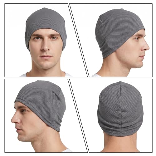 3 Pcs Cooling Skull Caps for Men Women,3D Mesh Running Caps Breathable Quick Dry Helmet Liner for Summer Cycling Gym - color: Black+gray+white