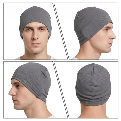 3 Pcs Cooling Skull Caps for Men Women,3D Mesh Running Caps Breathable Quick Dry Helmet Liner for Summer Cycling Gym - color: Black+gray+white