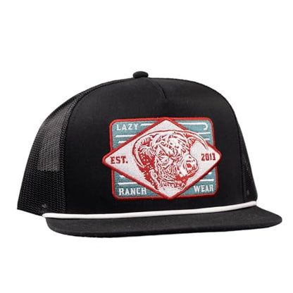 Lazy J Ranch Wear Classic Rope Trucker Hat In Black & Black Iron For Unisex Adult