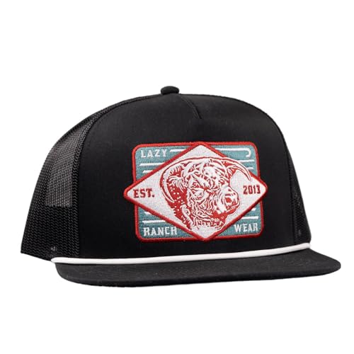Lazy J Ranch Wear Classic Rope Trucker Hat In Black & Black Iron For Unisex Adult