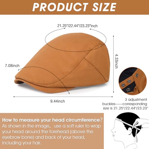 2Pcs Men's Newsboy Cap Cotton Flat Ivy Gatsby Driving Hat - color: 2b3-black+orange