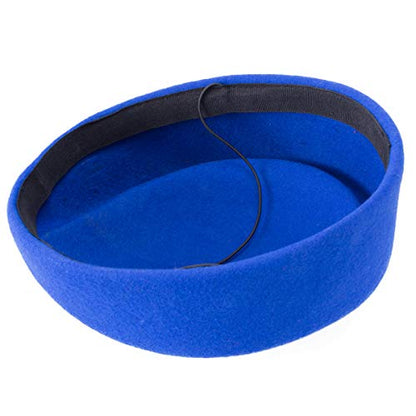 Lawliet Wool Stewardess Air Hostesses Pillbox Hat Millinery Teardrop Fascinator Base A040 - color: Blue