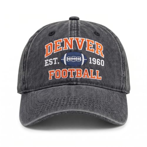 Football Hat for Men Women, Vintage Washed Embroidered City Dad Cap, Adjustable Baseball Cap for Game Day Fans - color: G-denver