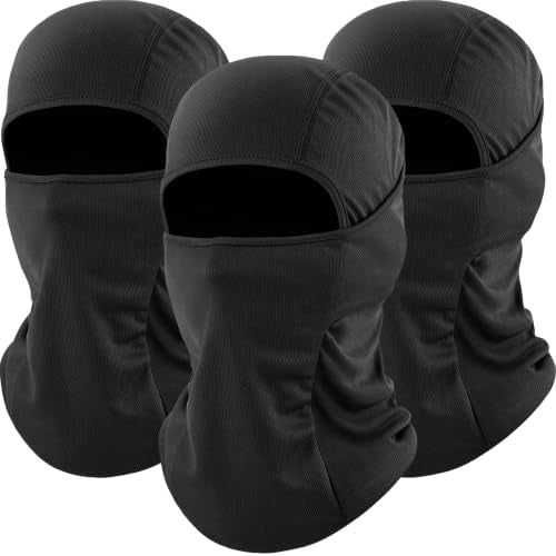 ROXUN Ski Mask Balaclava, Motorcycle Summer Cooling Breathable UV Protector - color: 301-black+black+black