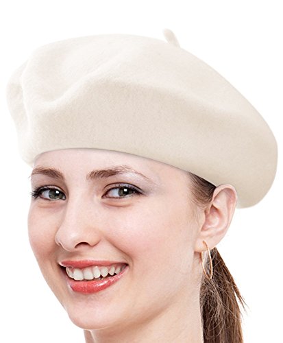 Parquet Solid Color French Beret Hat. Classic French, Casual and Chic Lightweight Cap for Women - color: Off-white