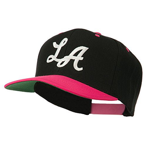 e4Hats.com LA Embroidered Snapback Cap - color: Black Pink