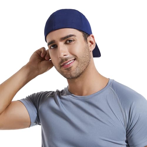 6 Panel Stretch Full Closed Baseball Caps Men's Blank Fitted Cap Curved Brim Elastic Closed Back Hat Q2426 - color: Navy