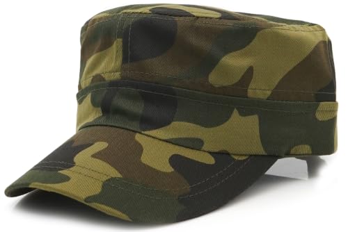 Men's Military Cadet Hat Flat Top Newsboy Cap - color: C - Brown ( Camo )