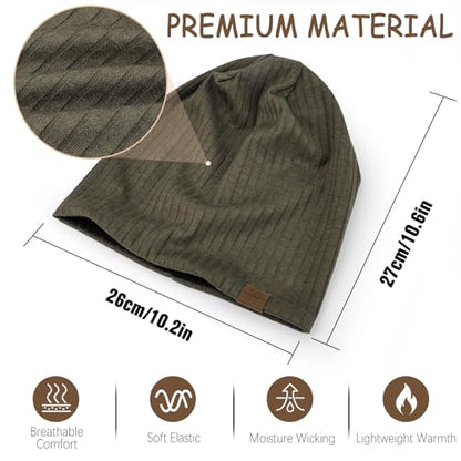 HAMUNI Slouchy Beanie for Men Women Soft Lightweight Chemo Headwear - color: Military Green