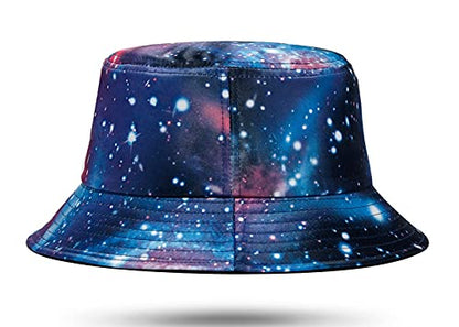 Quanhaigou Unisex Sun Hats, Fashion Beach Bucket Hat for Men Women,Summer Outdoor Boonie Cap Breathable Packable - color: Galaxy