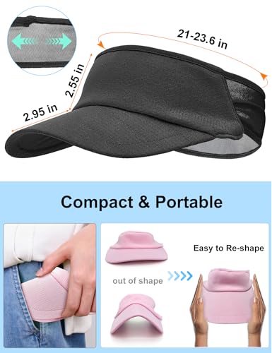 vidsel Sport Sun-Visor Hat Men Women, Summer UV Protection Stretchy Visor - color: Black