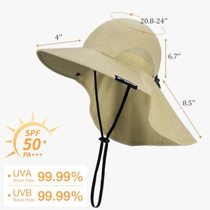 Solaris Small‑Head‑Fit Sun Hat with Neck Flap for Men & Women - color: #1 Olive, size: One Size
