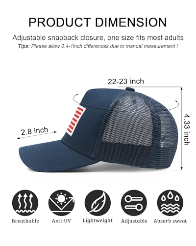 American Flag Trucker Hat, Adjustable USA Baseball Cap for Men Women - color: Navy