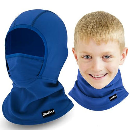 GoxRunx Kids Balaclava Ski Mask,Fleece Face Mask Neck Warmer for Boys Girls,Windproof Face Cover for Cold Weather - color: Royal Blue