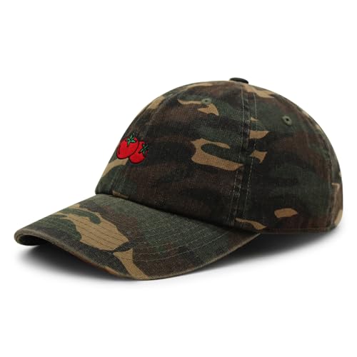 JPAK Two Tomatoes Premium Dad Hat Embroidered Cotton Baseball Cap Vegetables Embroidery - color: Green Camo