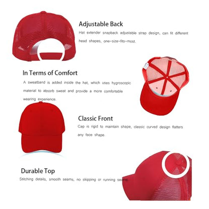 ZH 12 Pack Mesh Trucker Hats, Bulk Baseball Caps for Men and Women, Trucker Cap Wholesale - color: Red